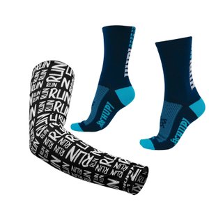 Kit Manguito HUPI Run Preto e Meia HUPI Siena Azul Marinho