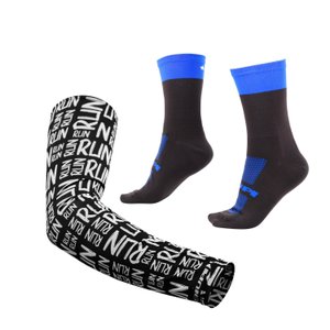 Kit Manguito HUPI Run Preto e Meia HUPI Star One Café/Azul