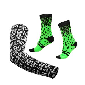 Kit Manguito HUPI Run Preto e Meia HUPI Tetris Green