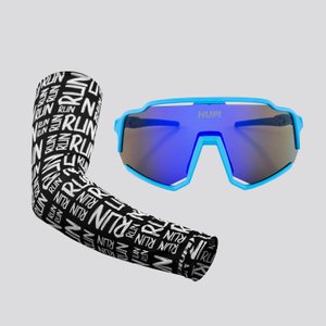 Kit Manguito Preto e Óculos Brisa Azul - Lente Azul Espelhado