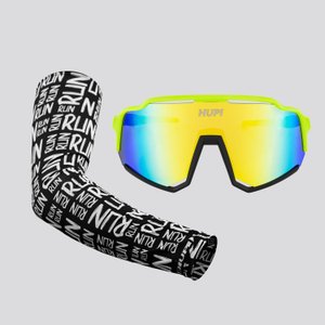 Kit Manguito Preto e Óculos Brisa Preto/Verde - Lente Dourado Espelhado