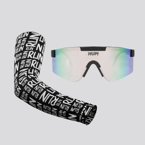 Kit Manguito Preto e Óculos Maverick Preto - Lente Prata Espelhado