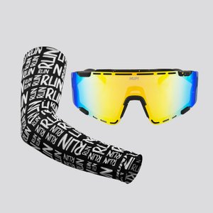 Kit Manguito Preto e Óculos Vapor Preto e Amarelo - Lente Amarelo Espelhado