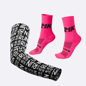 Kit Manguito Preto e Meia 21K Rosa - LT para pés menores 34-38