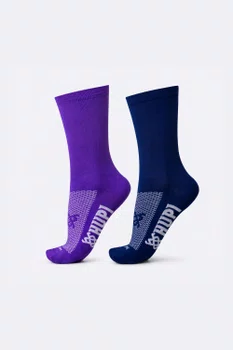 Kit Meia Hupi Corrida Ciclismo Com 02 Pares Roxo E Azul