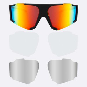 Kit Óculos de Sol HUPI Force Preto e azul com 2 lentes extras