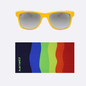 Kit pedal Óculos de Sol HUPI Brile Armação Amarela e Bandana Multicolor