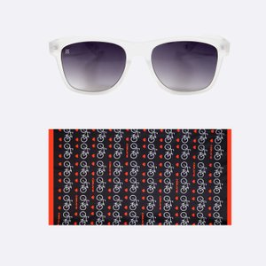 Kit pedal Óculos de Sol HUPI Brile Cristal Fosco Lente Degrade e Bandana Love Bikes