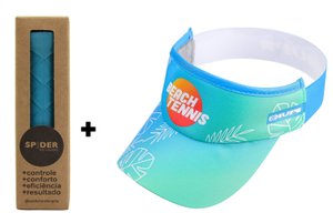 Kit Undergrip Spider Azul + Viseira Beach Tennis Padel Azul