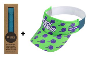 Kit Undergrip Spider Azul + Viseira Beach Tennis Padel Verde