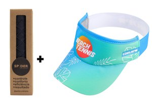 Kit Undergrip Spider Preto + Viseira Beach Tennis Padel Azul