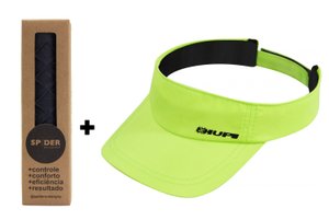 Kit Undergrip Spider Preto + Viseira Beach Tennis Microfibra Verde Neon