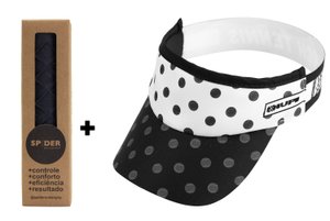 Kit Undergrip Spider Preto + Viseira Beach Tennis Padel Branca