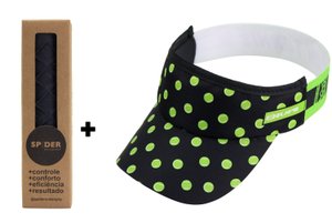 Kit Undergrip Spider Preto + Viseira Beach Tennis Padel Preta