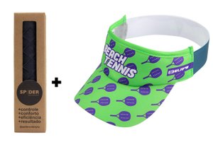 Kit Undergrip Spider Preto + Viseira Beach Tennis Padel Verde