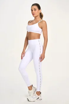 Legging Elástico Personalizado Alto Giro Feminina Branco