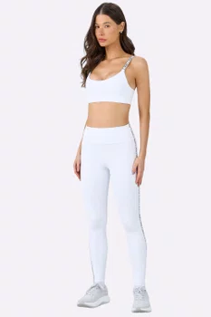 Legging Alto Giro Elástico Personalizado Feminina Branco Óptico