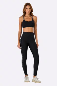 Legging Alto Giro Elástico Personalizado Feminina Preta