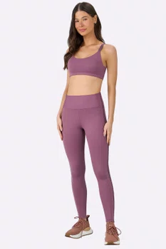 Legging Alto Giro Elástico Personalizado Feminina Roxo Malva