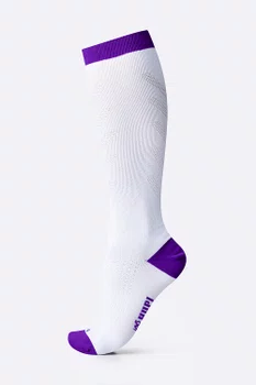 Meia HUPI Air Longa Branco e Roxo