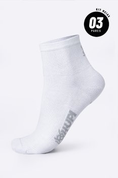 Meia HUPI Casual Cano Curto Algodão Branco - Kit 03 Pares Unissex