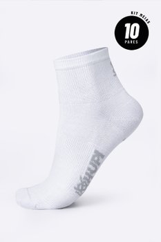 Meia HUPI Casual Cano Curto Algodão Branco - Kit 10 Pares Unissex