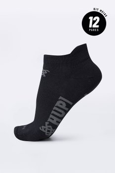Meia HUPI Casual Invisível Algodão Preto - Kit 12 Pares Unissex