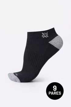 Meia HUPI Casual Soft Preto e Cinza - Kit 09 Pares Unissex