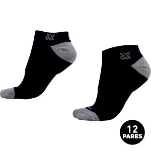 Meia HUPI Casual Soft Preto e Cinza - Kit 12 Pares Unissex