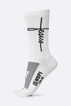 Meia HUPI Jesus Branco/Preto - LT para pés menores 34-38