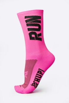Meia HUPI Run Rosa/Preto - LT para pés menores 34-38