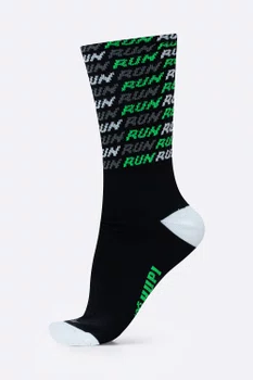 Meia HUPI Run Tri Preto e Verde Plus 42-46