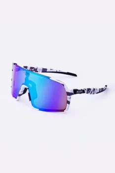 Óculos de Sol HUPI Andez Camo Preto e Cinza - Lente Verde Espelhado