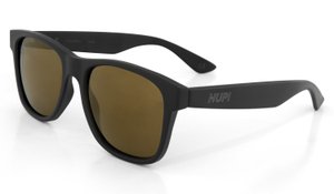 Óculos de Sol HUPI Brile Armação Preto Fosco Lente Dourado