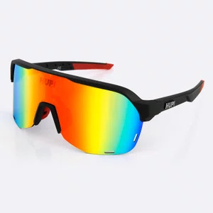 Óculos de Sol HUPI Huez Preto e Vermelho - Lente Dourado