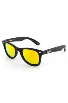 Óculos de Sol HUPI Wave Armação Preto Lente Dourado Espelhado