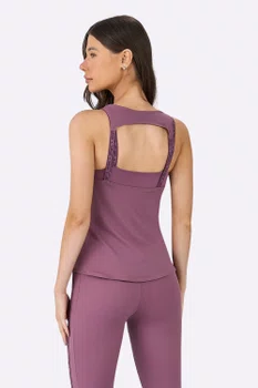 Regata Alto Giro Costas Elástico Personalizado Feminina Roxo Malva