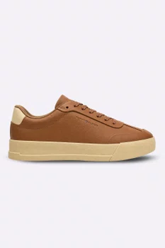 Tênis Tommy Hilfiger Pebble Grain Court Masculino Marrom