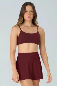 Top Eterno Liso Costas Decotadas Alto Giro Feminino Vermelho Marsala
