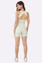 Bermuda Alto Giro Barra Com Silicone Feminina Amarelo Creme