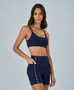 Bermuda Elástico Personalizado Alto Giro Feminina Azul