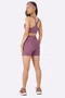 Bermuda Alto Giro Elástico Personalizado Feminina Roxo Malva