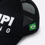 Boné HUPI Racing Preto/Branco Bordado