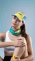 Boné para Corrida HUPI Run Azul/Amarelo