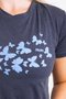 Camiseta HUPI Butterfly Babylook Feminina Manga Curta Azul Escuro