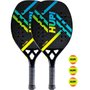Kit 02 Raquetes Beach Tennis HUPI Doha Carbon 3K + 3 Bolas