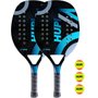 Kit 02 Raquetes Beach Tennis HUPI Fibra/Carbono Granada + 3 Bolas