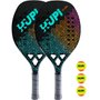 Kit 02 Raquetes Beach Tennis HUPI Onda Carbon 3K + 3 Bolas