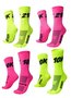 Kit 04 Pares Meia para Corrida HUPI 10K e 21K Rosa e Amarelo