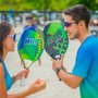 Kit 2 Raquetes Beach Tennis HUPI Carbon/Fiberglass Patriot + 3 Bolas de Beach Tennis HUPI Pro